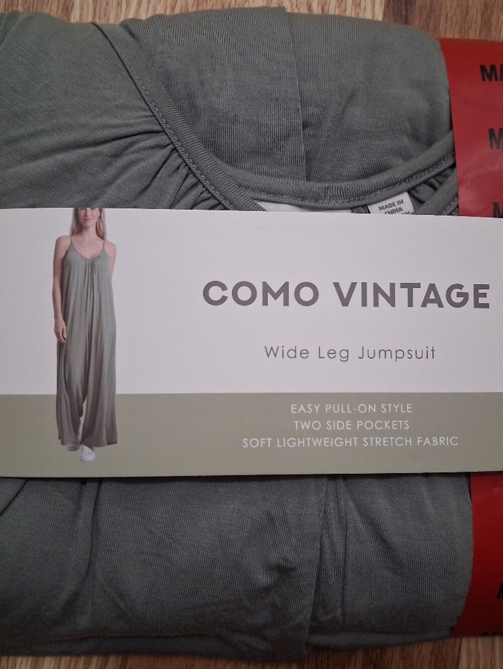 Olive green Como Vintage wide leg jumpsuit  made from a soft, lightweight Fabric